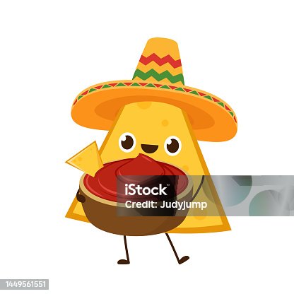 istock Nacho character design. Nachos on white background. Mexican hat. 1449561551