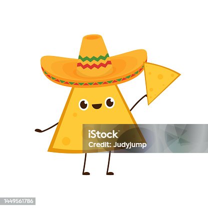 istock Nacho character design. Nachos on white background. Mexican hat. 1449561786