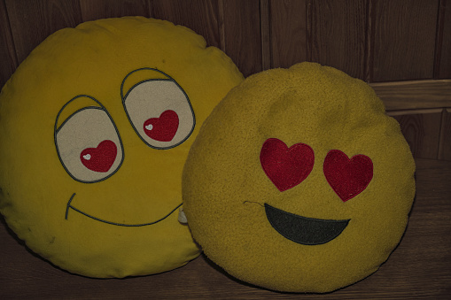 Yellow round soft toy love emoticon smiley