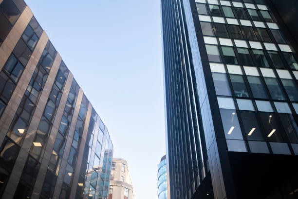 istock Financial and office buildings in London viewed from a low angle 1449563549