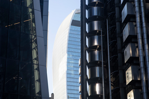Buildings in the financial district of the City of London on a winter's morning