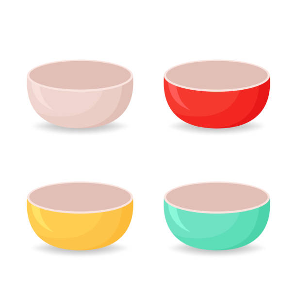 ilustrações de stock, clip art, desenhos animados e ícones de bowl on white background. bowl vector set. - plate plastic blue white background