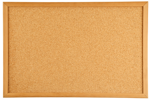 An empty cork bulletin or message board.