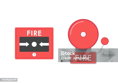 istock Fire alarm cartoon vector. Fire alarm system. Fire equipment. Vector illustration in flat style. 1449565499