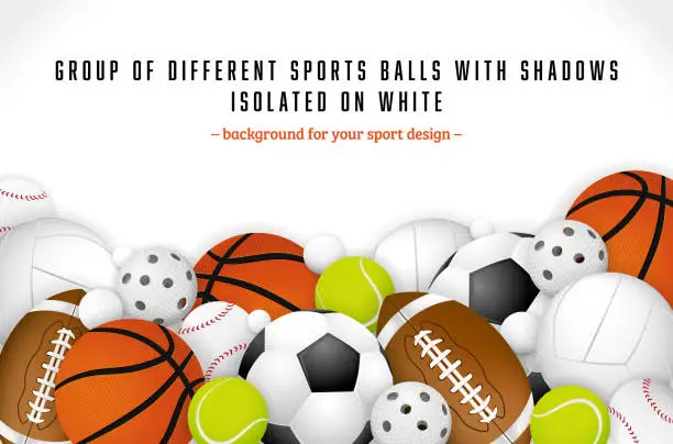 Vector illustration of Group of different sport balls on white background