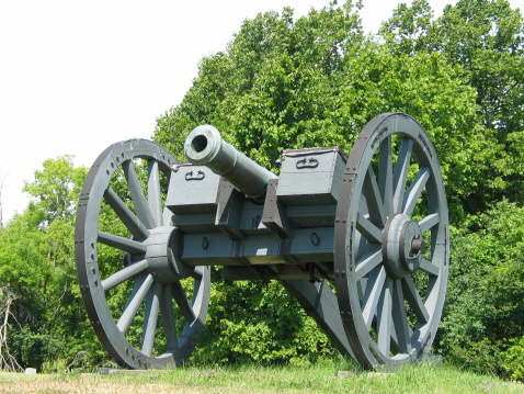 A cannon stands alone as a salute to the birth of a nation.