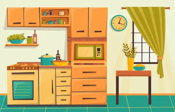 Vector illustration of Kitchen interior