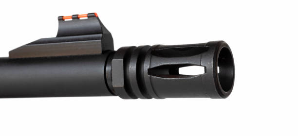 istock Bolt action rifle barrel with a flash hider 1449571817