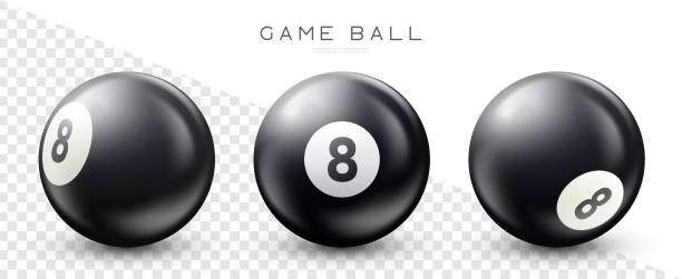istock Billiard, black pool ball with number 8 Snooker or lottery ball on transparent background Vector illustration 1449574433