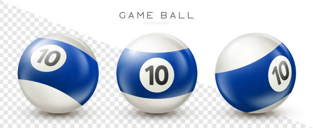 illustrations, cliparts, dessins animés et icônes de billard, boule de billard bleue avec numéro 10 boule de billard ou de loterie sur fond transparent illustration vectorielle - sport pool game snooker sphere