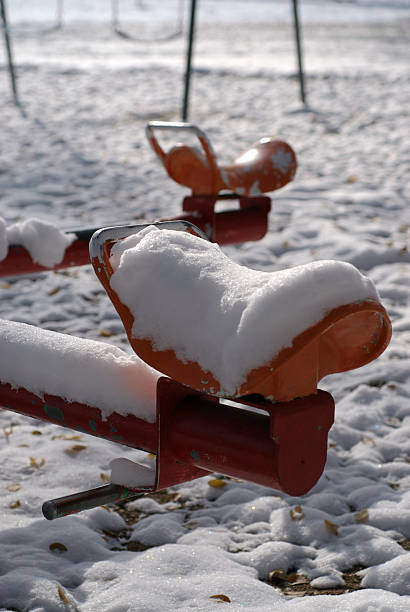 Children's Playground in Snow stock photo