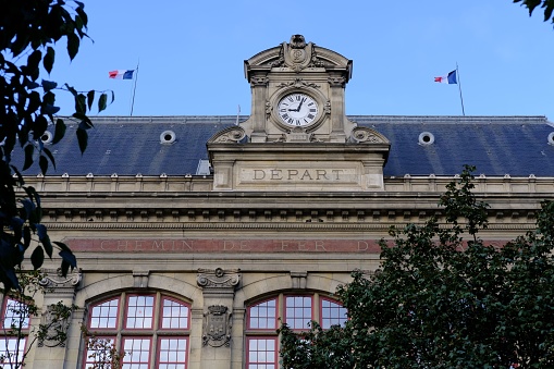 Paris, France – September 11, 2022: A low angle shot of the historic train station of Austerlitz in Paris, France
