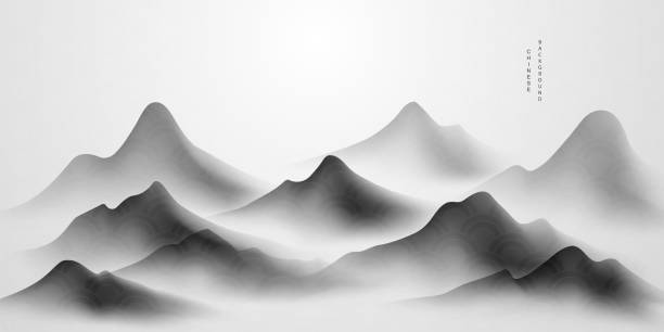 istock Modern design vector illustration of beautiful Chinese ink landscape painting. 1449581722
