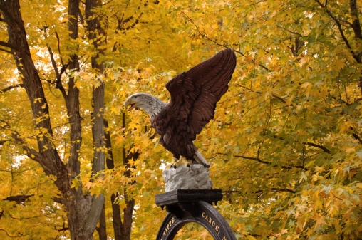 American Eagle statue guarding the entrance to the Tippecanoe Battlefield in Battle Ground, IN.  This was a battle between Native Americans (The Prophet) and William Henry Harrison's troops Nov. 7, 1811.