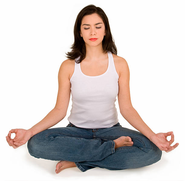 istock Beautiful Young Girl Meditating 144958504