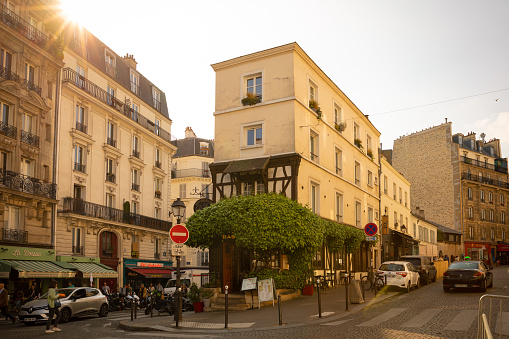 April 29, 2022: Montmartre street in Paris, France