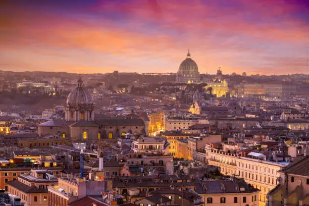 Photo of Rome, Italy Cityscape at Dusk