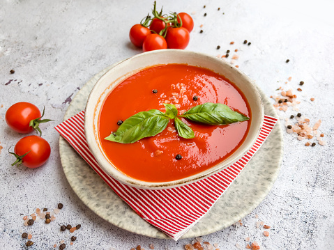 Homemade vegetarian tomato cream soup