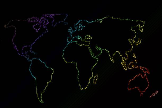 istock Roughly outlined world map. Poster of world, earth map.  Planet 1449586671