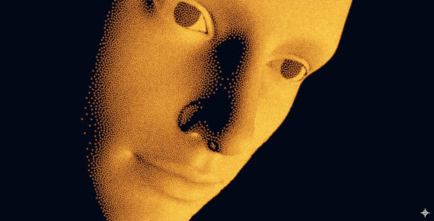 istock Network forming AI human face. Technology and robotics concept. Anonymous social masking. Cyber crime and cyber security vector illustration. 1449586902