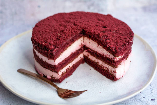 istock Red velvet cake with cream cheese 1449587508