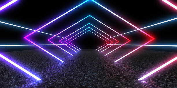 istock 3D abstract background with neon lights. neon tunnel  .space construction . .3d illustration 1449587900