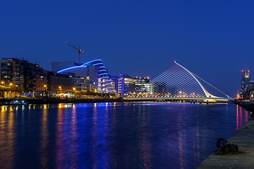 Dublin, Ireland – March 29, 2022: Blue Hour in Dublin - Ireland