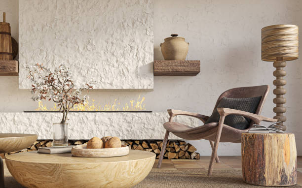 istock Wabi sabi living room interior. Interior mockup, 3d render 1449592927