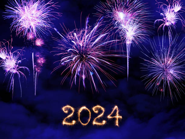 istock Sparkling New Year 2024 with fireworks 1449594329