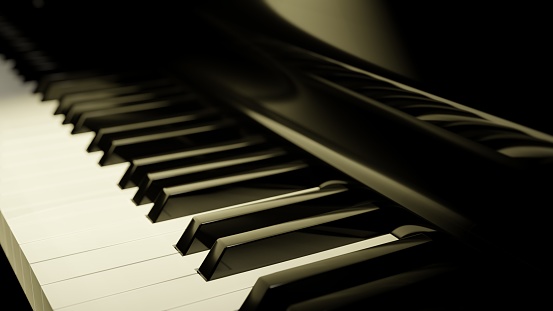 Image of a close-up piano keyboard