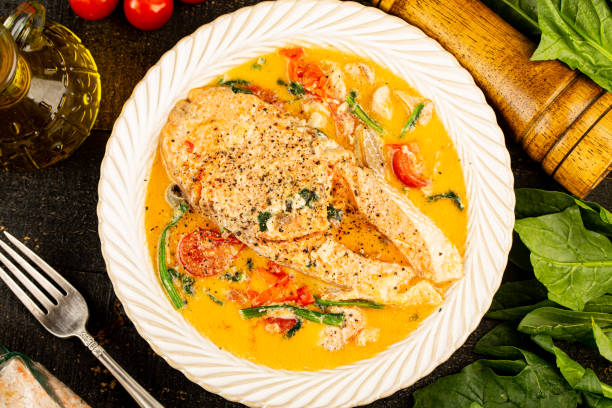 istock A western meal: Delicious Tuscan salmon 1449596631
