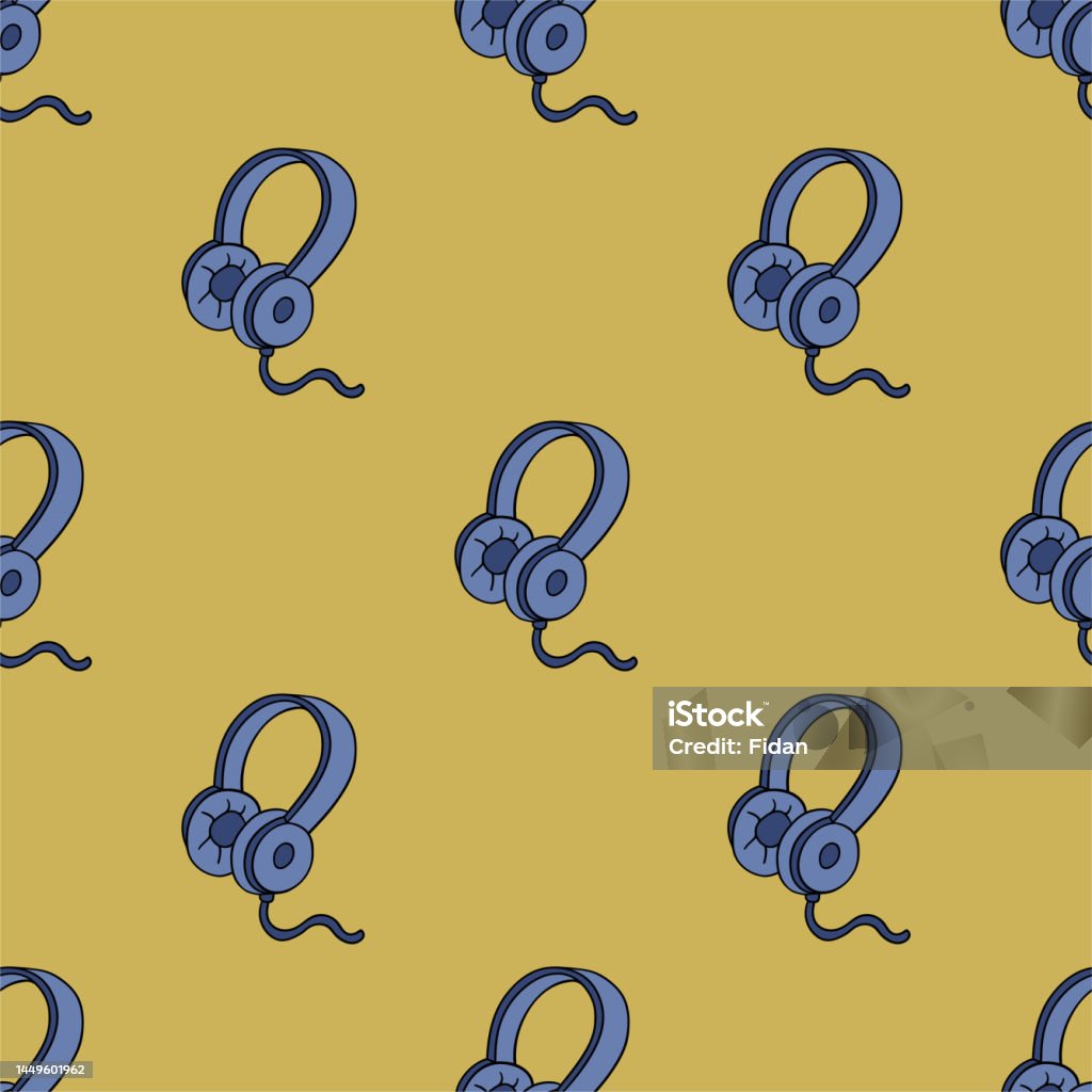 Headset Background Pattern Headphones Vector Seamless Pattern Cute Repeat Background For Textile ...