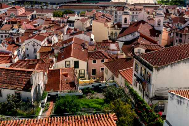 aerial view over the rooftops of Lisbon