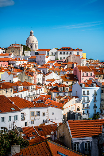 aerial view over the rooftops of Lisbon