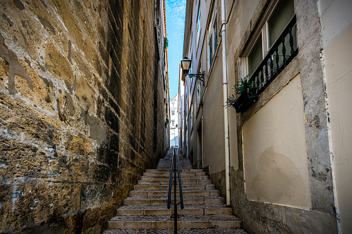 narrow alley in old town of Lisbon