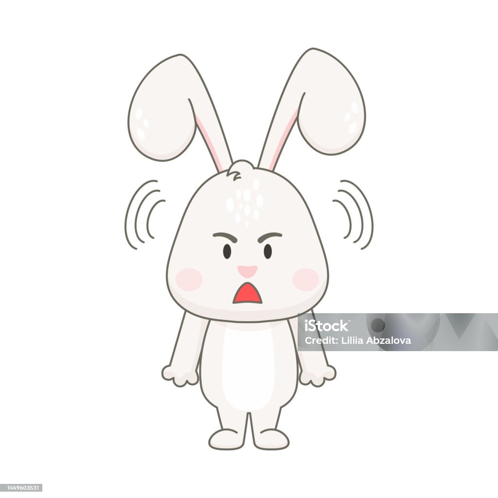 Cute Angry Rabbit Cute Angry Rabbit Character Isolated On White Easter Bunny Vector ...