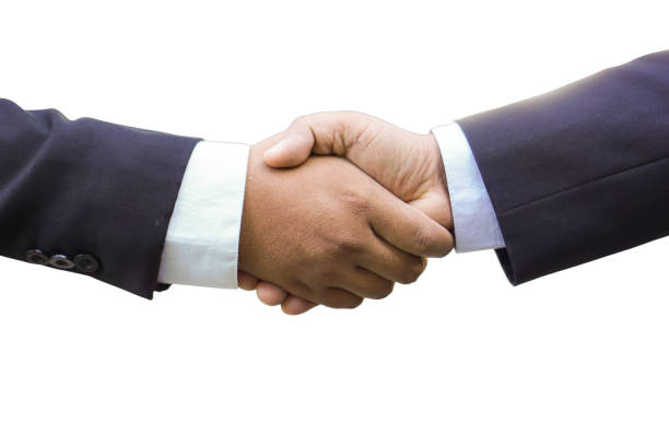 istock Handshake on white background, cooperation business agreement concept 1449608704