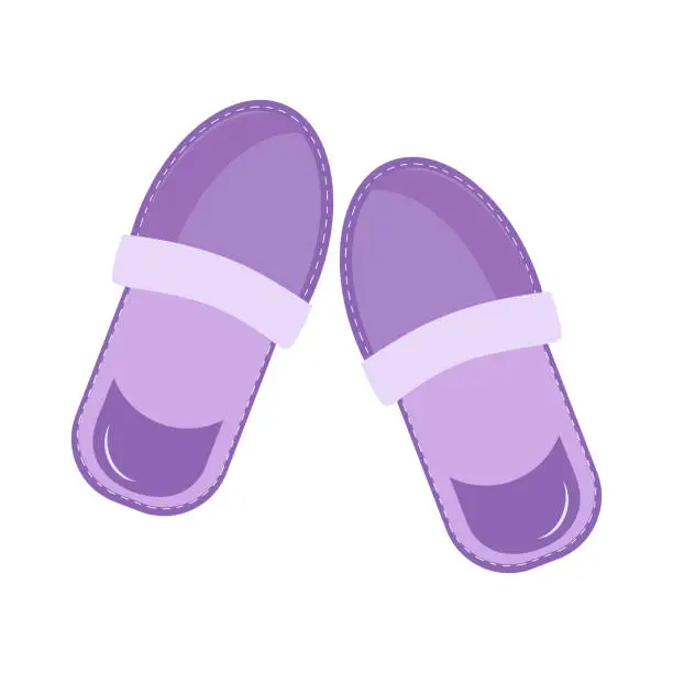 Vector illustration of Cute fluffy lilac slippers on white