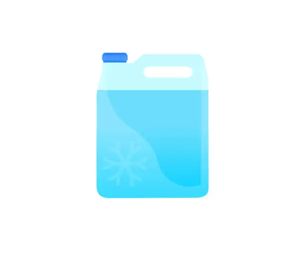 Vector illustration of Antifreeze coolant to car 5-liter canister icon design. Antifreeze, Coolant. Car maintenance. Canister of windshield washer. Washer fluid. Antifreeze coolant vector design and illustration.