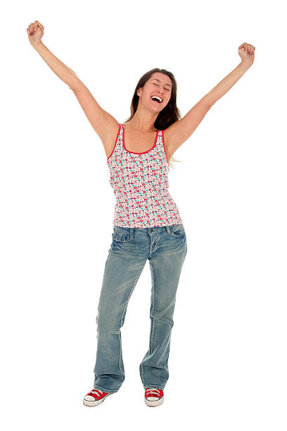 istock Happy woman with her arms wide open 144961484