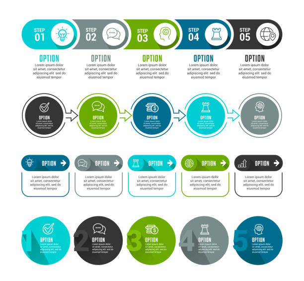 illustrations, cliparts, dessins animés et icônes de ensemble d’éléments d’infographie - flow chart