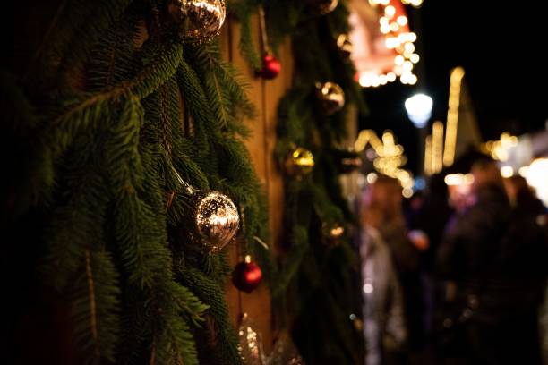 istock Closeup shot of a Christmas tree on a blurry background 1449621430