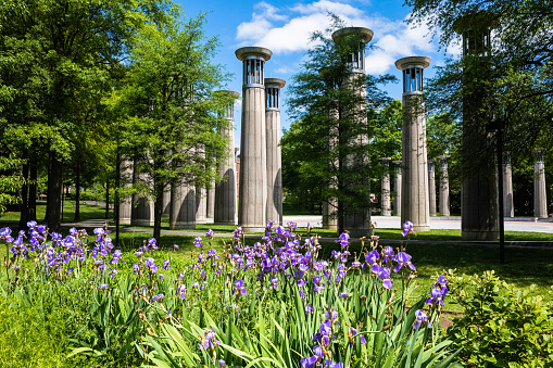 The popular Bicentennial Capitol Mall State Park with the bell towers is a popular visitor destination in the downtown district