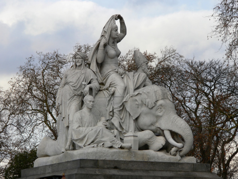 Statue - Arabs with elephant, Albert Memorial part, London, UK