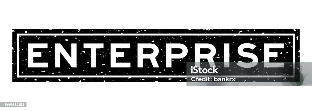 Grunge Black Enterprise Word Square Rubber Seal Stamp On White