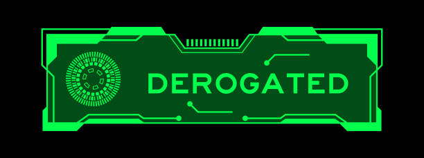 Green color of futuristic hud banner that have word derogated on user interface screen on black background Green color of futuristic hud banner that have word derogated on user interface screen on black background denigrate stock illustrations
