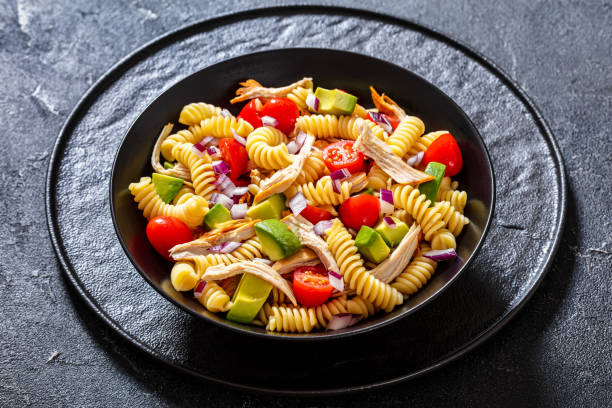 istock Chicken Pasta Salad with Avocado, Tomato in bowl 1449633660
