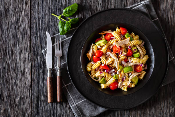 istock Chicken Pasta Salad with Avocado, Tomato in bowl 1449633728