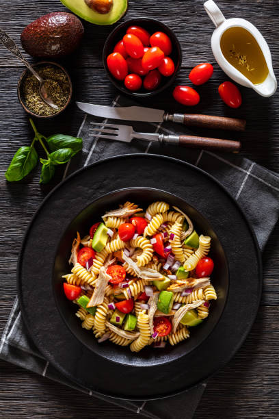 istock Chicken Pasta Salad with Avocado, Tomato in bowl 1449633890