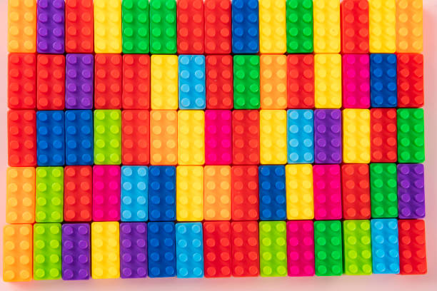 istock Colorful plastic building block patterns isolated. Toy for children 1449635045